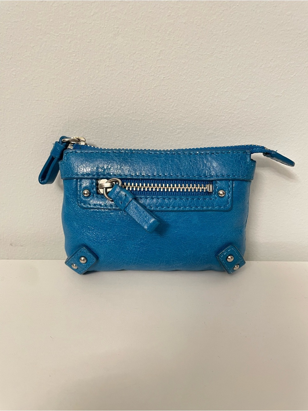 VTG NWOT CLUB MONACO Blue Leather Zip Pouch
